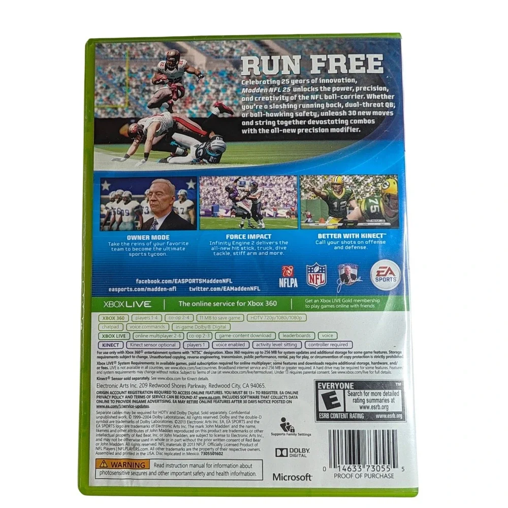 Madden NFL 25 EA Sports Xbox 360 Football Game Anniversary Edition Kinect NTSC